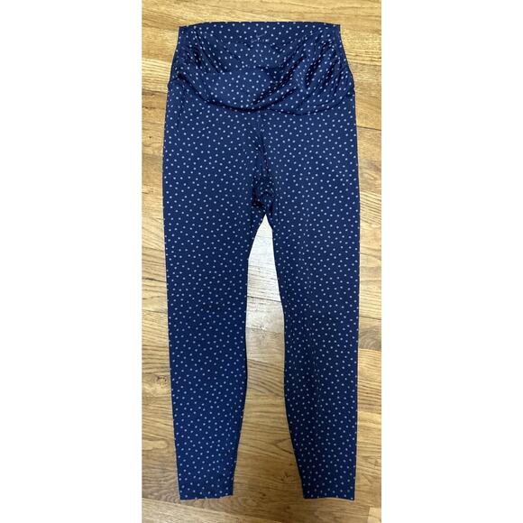 Womens NIKE Dri-Fit Blue Yoga Dots Twist Waistband 7/8 Leggings Size M Pants *A7 - Picture 1 of 4